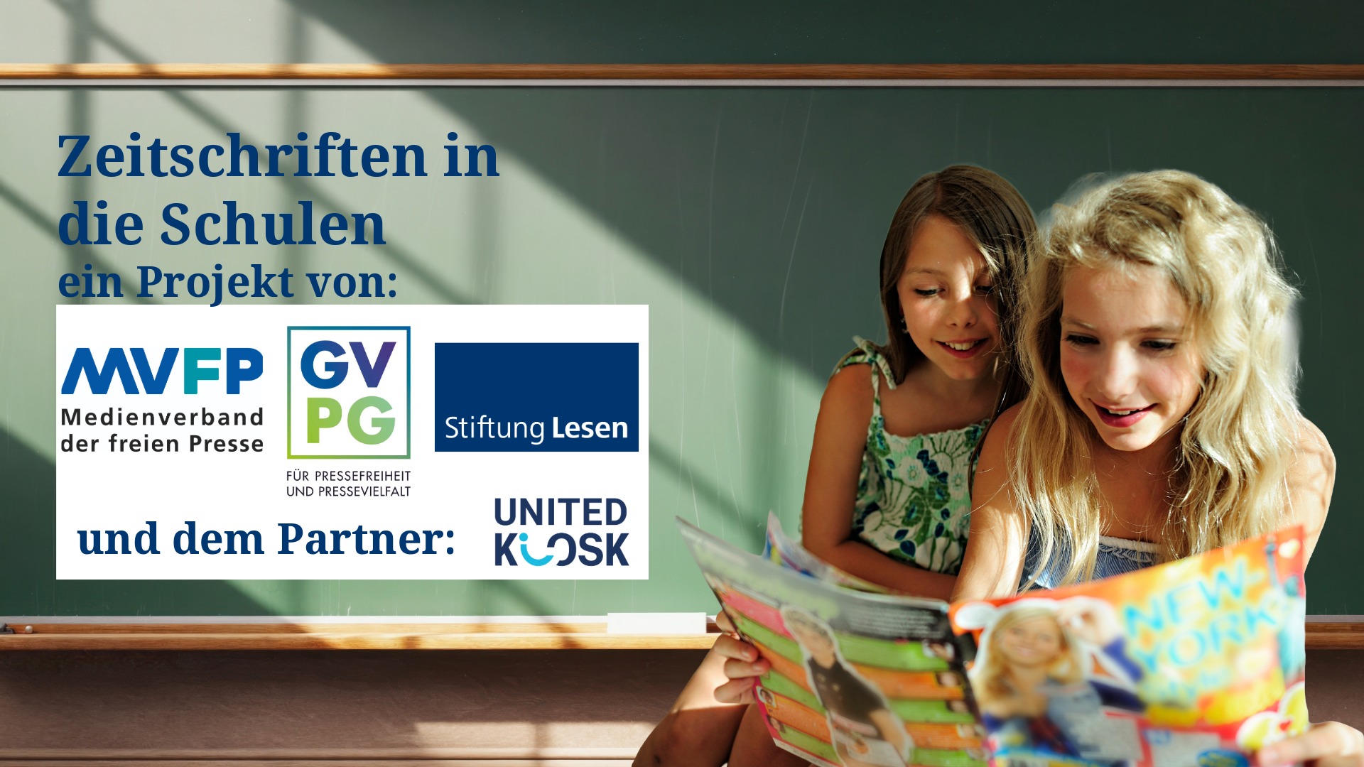 Zeitschriften in die Schulen ist eine gemeinsame Initiative von Stiftung Lesen, des Gesamtverbands Pressegroßhandel e. V. (GVPG) und des Medienverbands der freien Presse e. V. (MVFP)