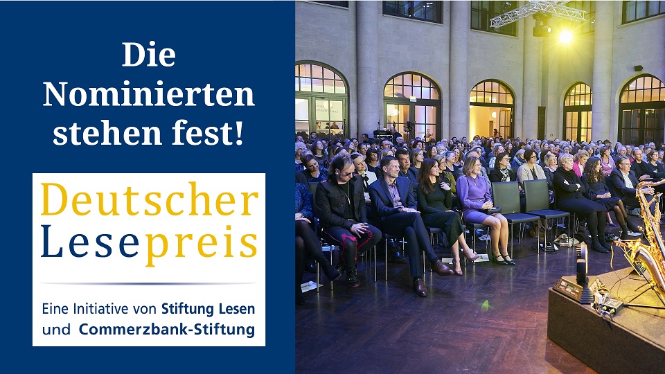 Neben einem Bild des Festsaals in Berlin steht: Die Nominierten stehen fest